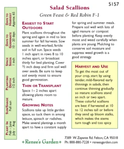 Renee's Garden Onion Scallions Delicious Duo -VICTOR Big Department Store snv4112 pb